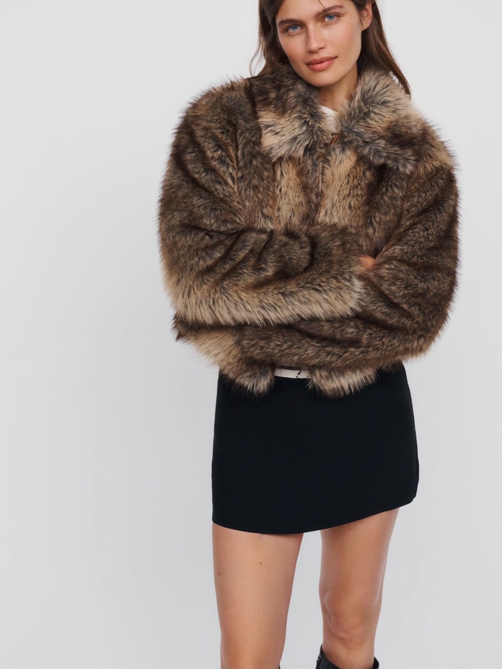 Anthropologie Maeve Rae Faux Fur Jacket Brown Mink